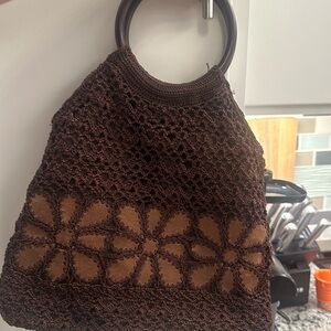 Nine West Dark Brown Crochet Wristlet